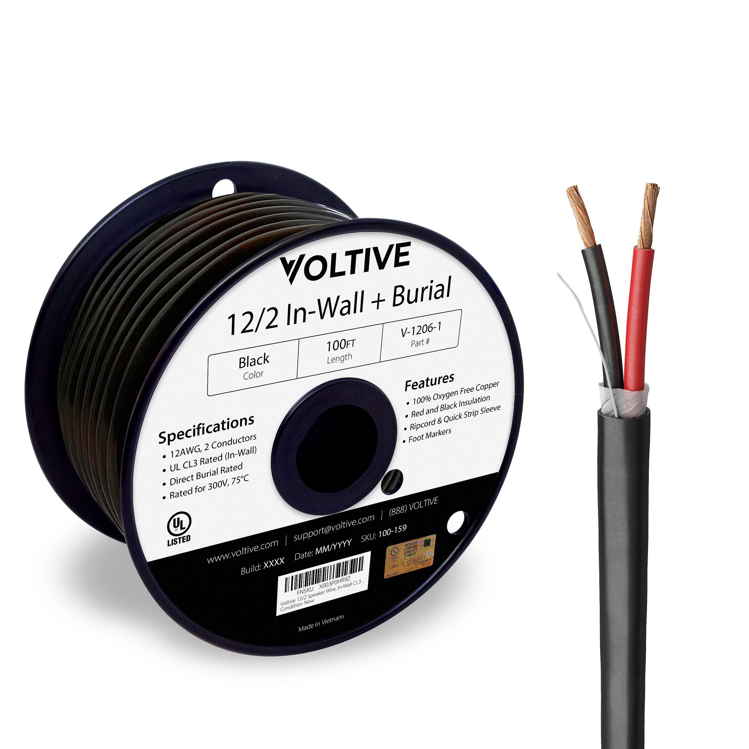 thumbnail image 2 of Voltive 12/2 Speaker Wire – 500ft CL3 OFC In-Wall/Direct Burial – Black 2 of 3